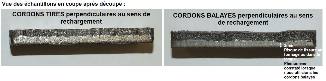 Tôle anti-usure Duraplate cordons tirés vs cordons-balayés